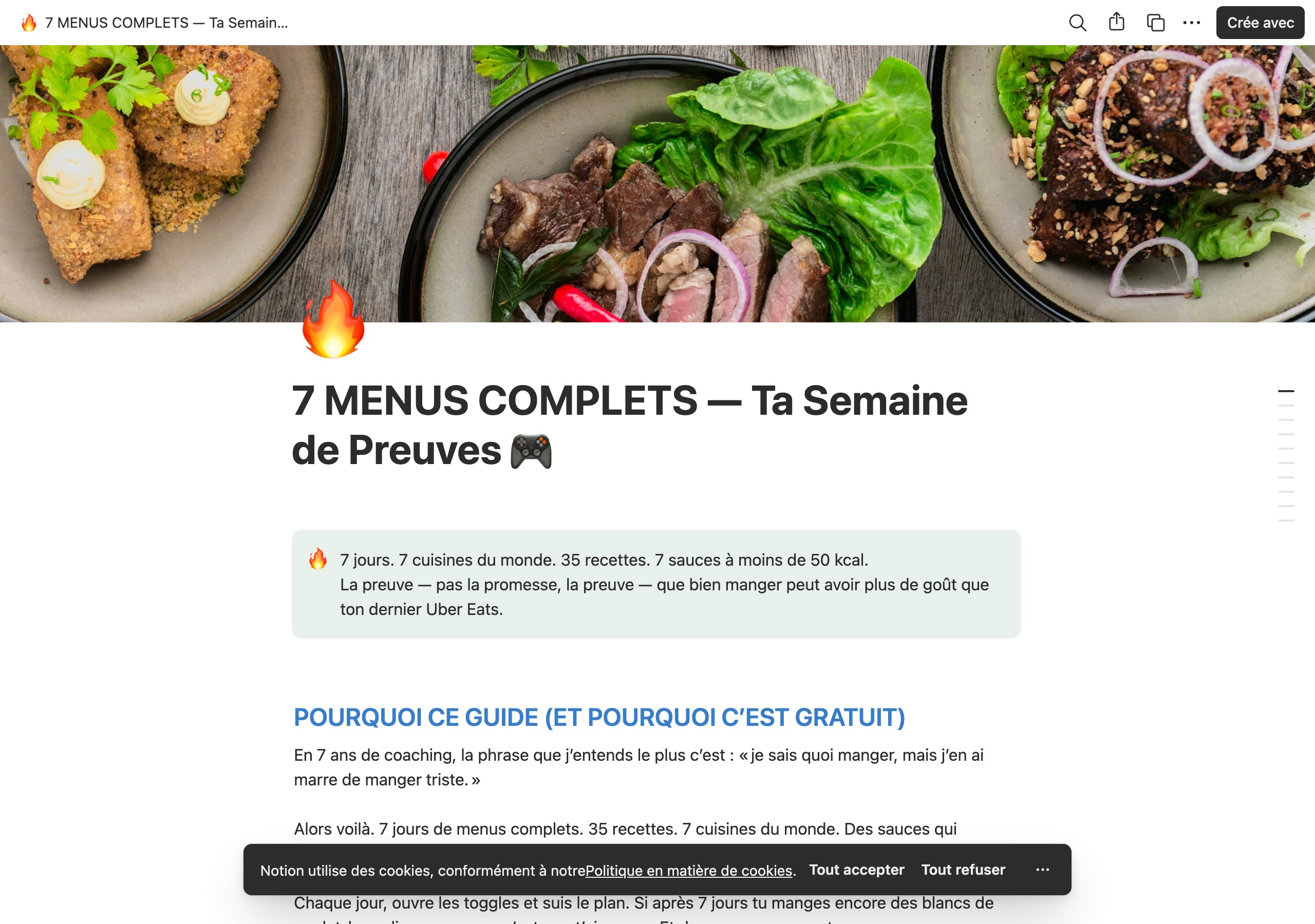 Aper&ccedil;u des 7 Menus Complets Mikathletic sur Notion